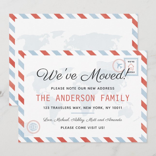 We've Moved Travel Postcard Invitation Card (Front/Back)