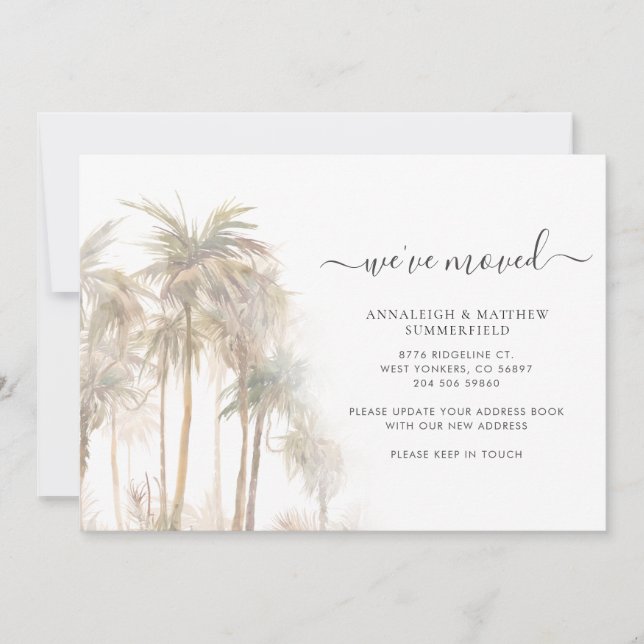 We've Moved Tropical Palm Trees Moving Address Announcement (Front)