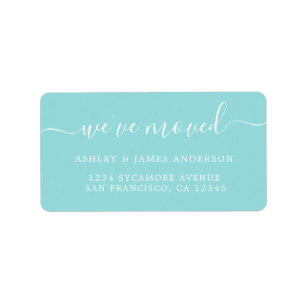 We've Moved Turquoise New Address label