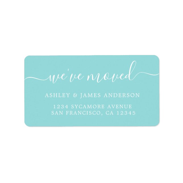 We've Moved Turquoise New Address label (Front)