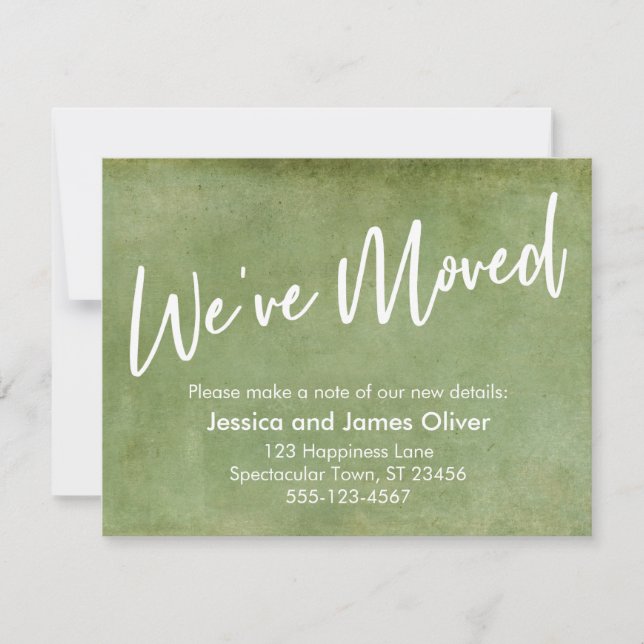 We've Moved Typography Green Grunge Announcement (Front)