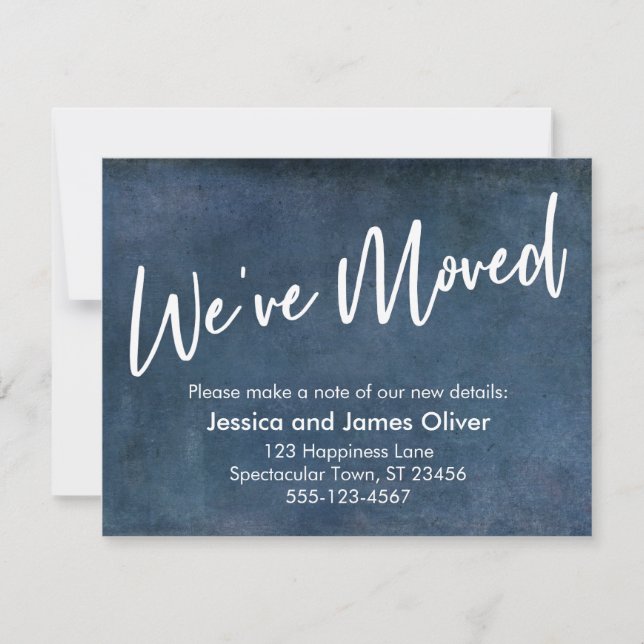 "We've Moved" Typography Grunge Navy Announcement (Front)