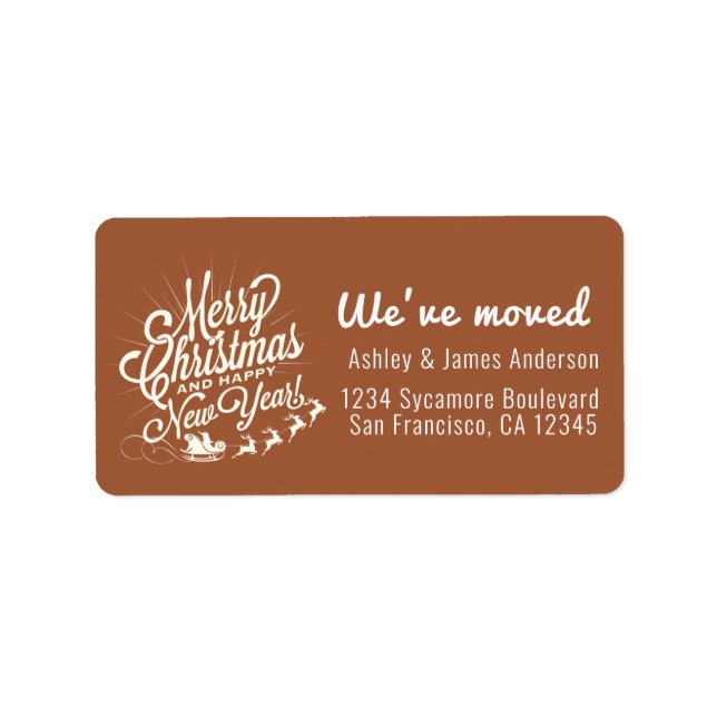 We've Moved Vintage Christmas Holiday New Address  Label (Front)