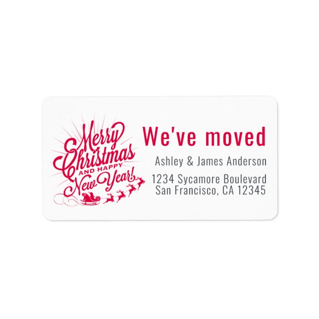 We've Moved Vintage Christmas Holiday New Address Label (Front)