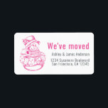 We've Moved Vintage Christmas Snowman New Address  Label<br><div class="desc">We've moved return address label with a vintage Christmas snowman image, simply add your family name and address in fuchsia pink and off-black stylish modern typography. Festive holiday moving announcement for your change of address. Exclusively designed for you by Happy Dolphin Studio. If you have any questions, please contact us...</div>