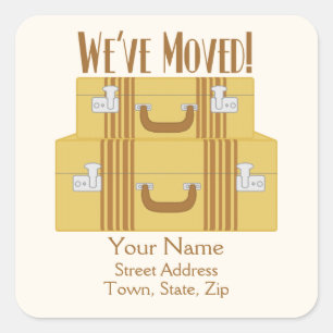 We've Moved - Vintage Suitcases Square Sticker
