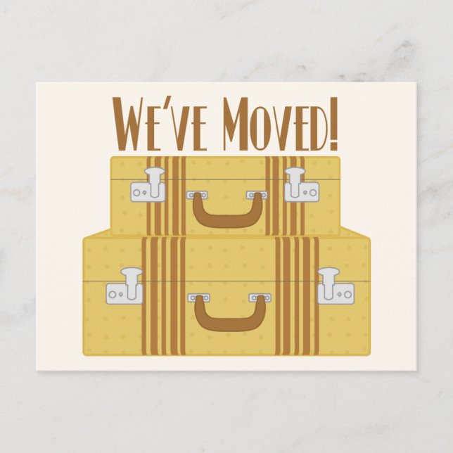 We've Moved - Vintage Suitcases with Stars Announcement Postcard (Front)
