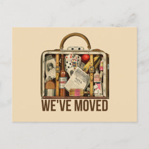We've Moved Vintage Travel Suitcase postcard