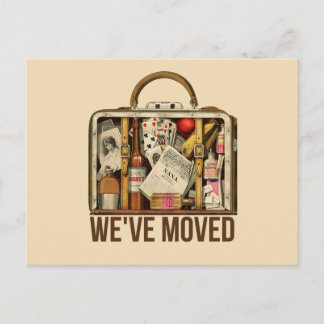 We've Moved Vintage Travel Suitcase postcard