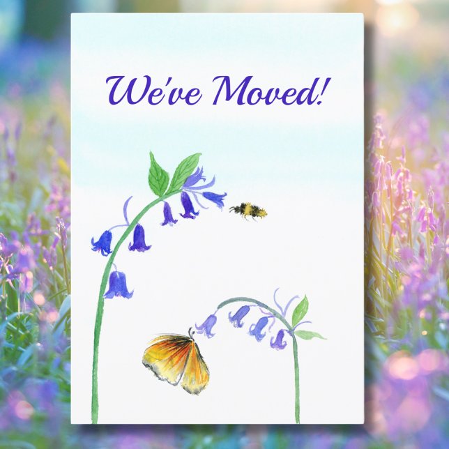 We've Moved Virginia Bluebells With Butterfly Invitation (Creator Uploaded)