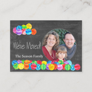 We've Moved watercolor baubles photo card