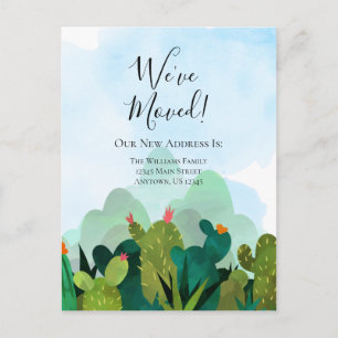 We've Moved Watercolor Cactus Cacti Moving Postcard