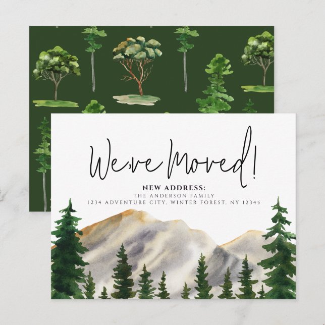 We've Moved Watercolor Mountains Postcard (Front/Back)