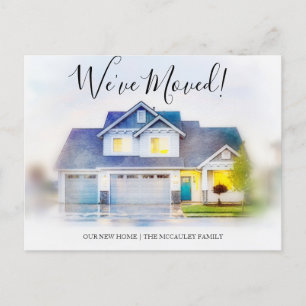 We've Moved Watercolor Moving Announcement Address Postcard