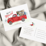 We've Moved Watercolor Moving Announcement Postcard<br><div class="desc">Share your excitement about your move with friends and family! This classic vintage red truck watercolor we've moved announcement card has both decorative script,  and modern fonts you can easily customize by clicking the "Personalize" button. 

Planning a housewarming party? Easily customize this postcard to share the good news</div>