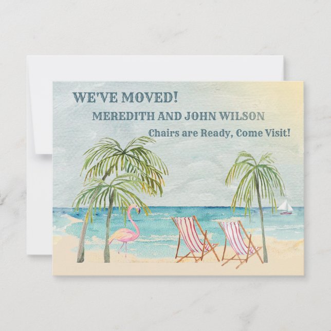 We've Moved Watercolor Ocean Beach Classic Move  Announcement (Front)