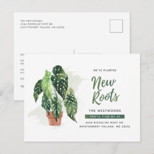 We've Moved Watercolor Potted Plant Moving Address Announcement Postcard