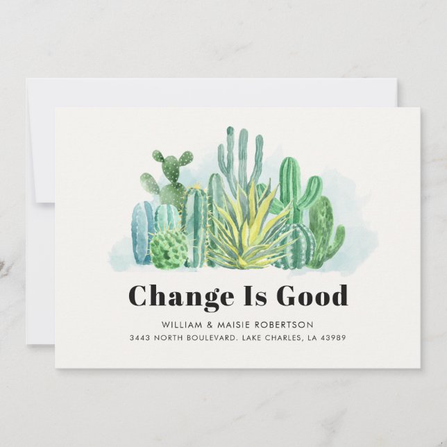 We've Moved Watercolor Succulents Moving Announcement (Front)