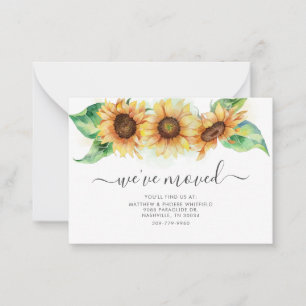 We've Moved Watercolor Sunflower Moving Card