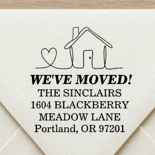We've Moved Whimsical Line Art New Home Address Self-inking Stamp