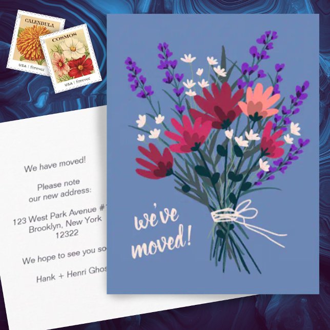 We've Moved Wildflower Bouquet New Home Address Postcard (Custom address change relocation moving postcard with wildflower bouquet)