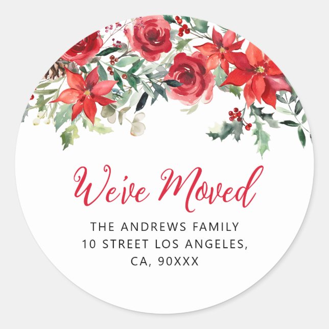 we've moved winter florals address sticker (Front)