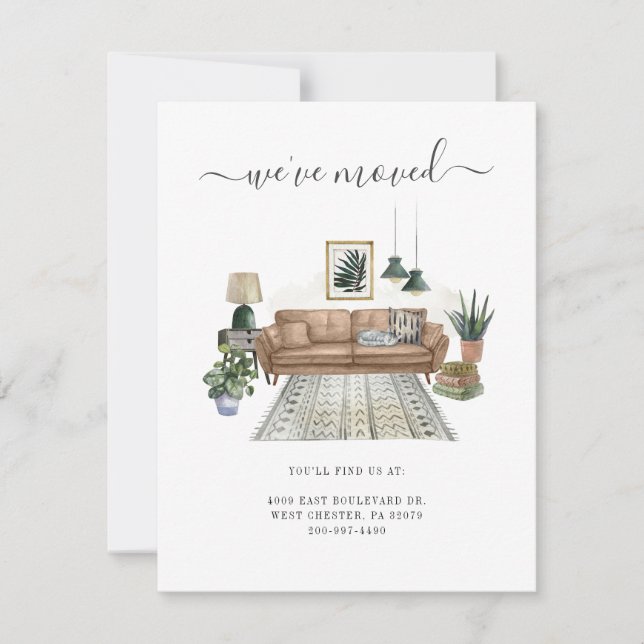 We've Moved with the Cat Chic Moving Announcement (Front)