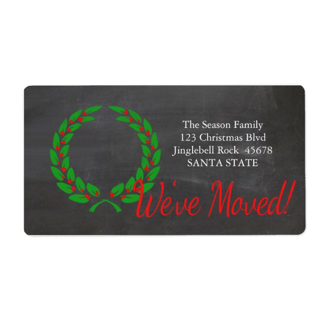 We've Moved x-mas wreath Holiday Label (Front)