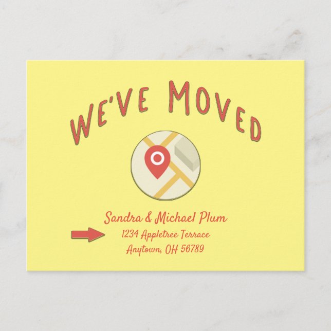 We've Moved Yellow Change Address Notice Postcard (Front)