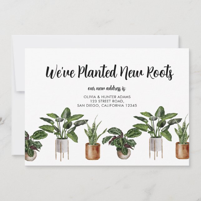 We've Planted New Roots Moving Announcement (Front)