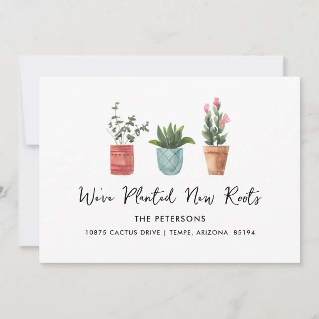 We've Planted New Roots Moving  Announcement (Front)