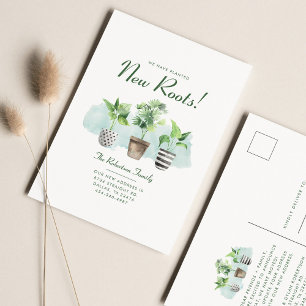 We've Planted New Roots New Address Moving Announcement Postcard