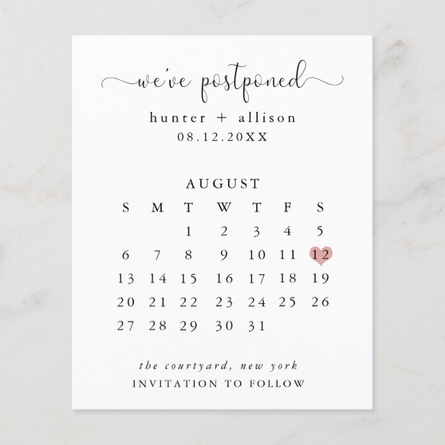We've Postponed | Calendar Save The Date (Front)