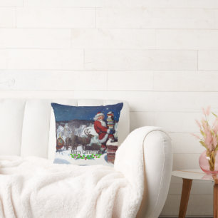 Weyeth - Santa Delivering Books for Christmas Throw Pillow
