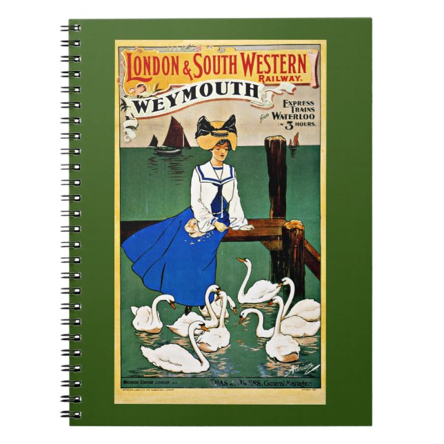 Weymouth Train Travel, vintage, Notebook (Front)