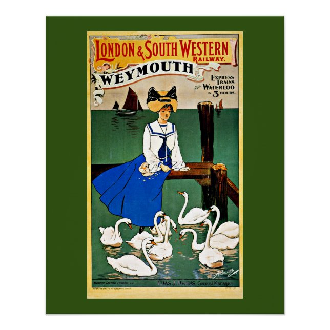 Weymouth Train Travel, vintage, Poster (Front)