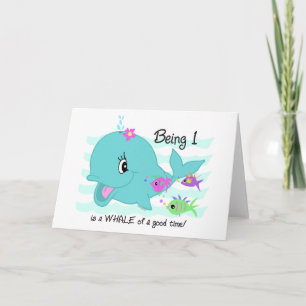 Whale 1st Birthday Card