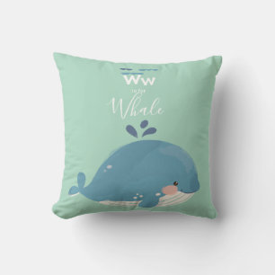 Whale • Add Your Name Cute Alphabet Monogram Throw Pillow