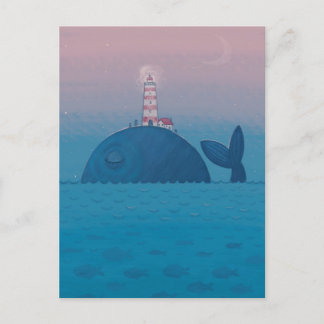 Whale and a lighthouse. postcard