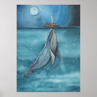 whale and boat poster