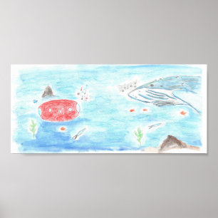 Whale and Red Runner Singing Poster