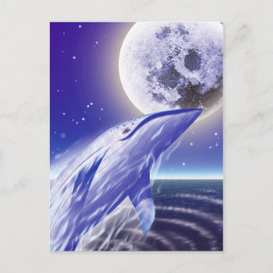 Whale and the moon postcard