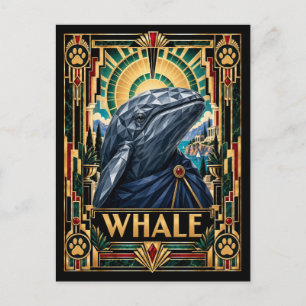 Whale, Art Deco Wildlife Postcard
