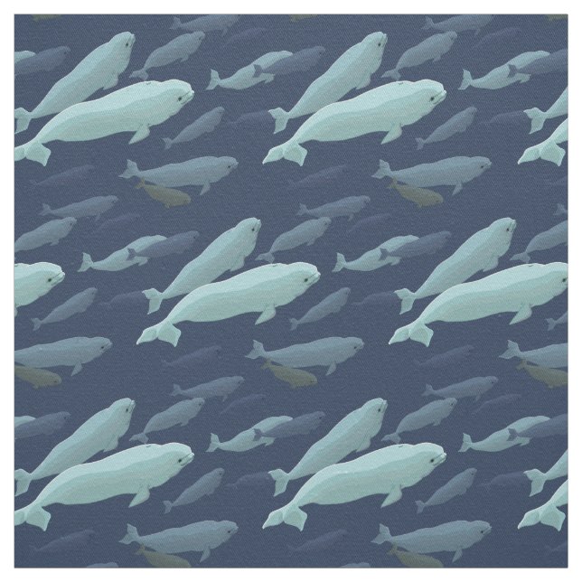 Whale Art Fabric Beluga Whale Fabric Cotton or Pol (Swatch)