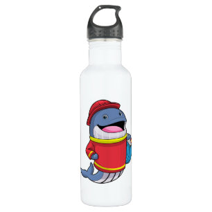 Whale as Firefighter with Hose 710 Ml Water Bottle