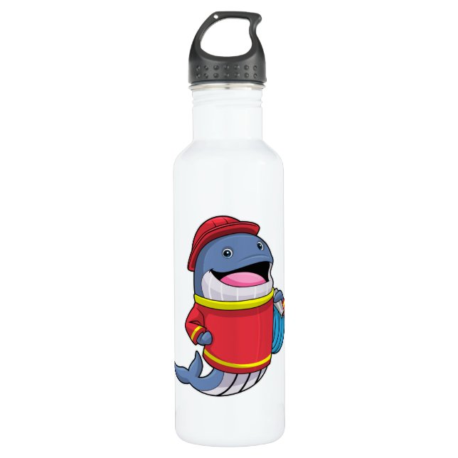 Whale as Firefighter with Hose 710 Ml Water Bottle (Front)