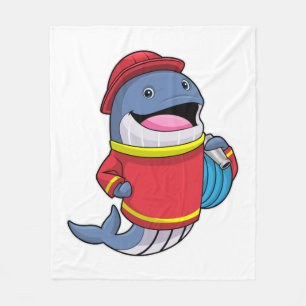 Whale as Firefighter with Hose Fleece Blanket