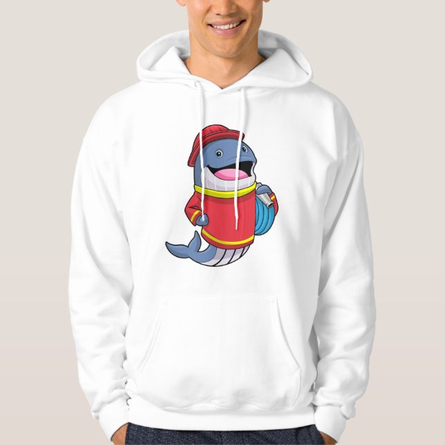 Whale as Firefighter with Hose Hoodie (Front)