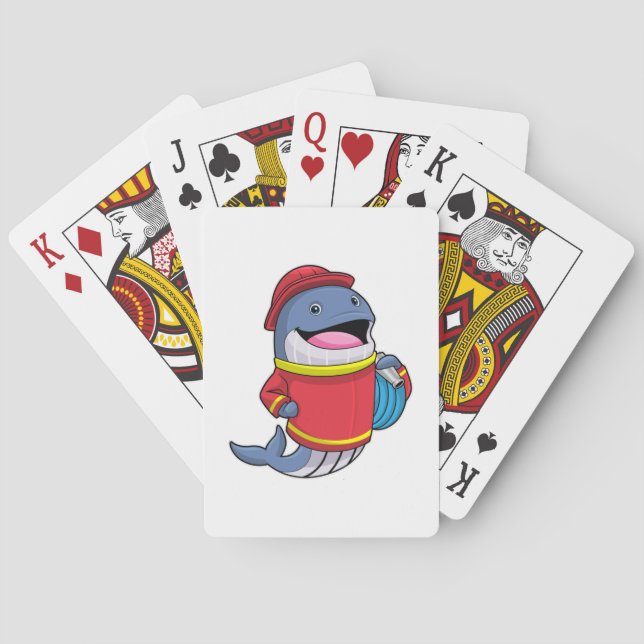 Whale as Firefighter with Hose Playing Cards (Back)