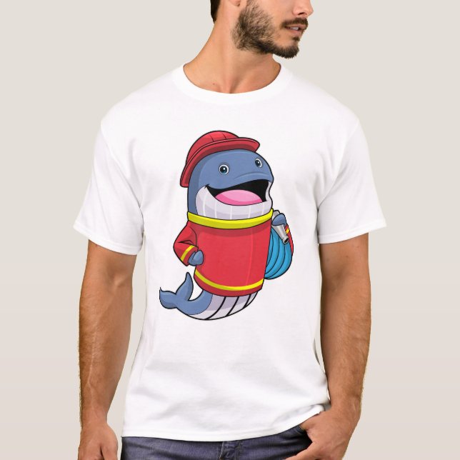 Whale as Firefighter with Hose T-Shirt (Front)